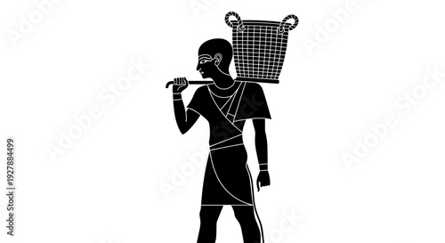 Man Wearing Helmet Carrying Basket.
