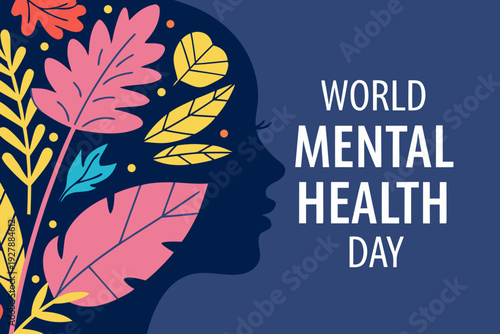 World Mental Health Day Colorful Leaves Vector