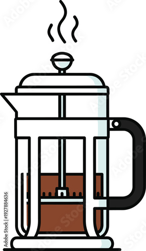 French press coffee maker with steam