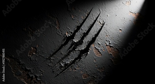 Deep Claw Scratches on Dark Wall with Dramatic Horror Lighting