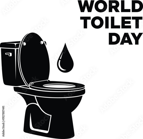 World toilet day silhouette logo with toilet and water drop
