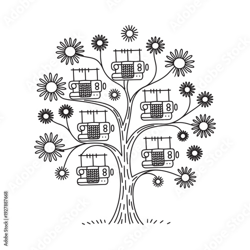 A sketched rocket launching upwards emitting trails of money and scattering stacks of cash below high quality