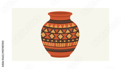 Vibrant traditional clay vase with geometric patterns