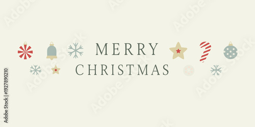 A festive christmas greeting with colorful holiday icons and text