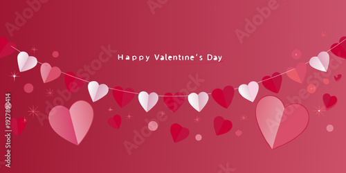 Festive valentine s day background with hearts and a celebratory banner