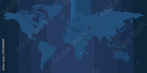 A stylized blue world map with a highlighted location in africa