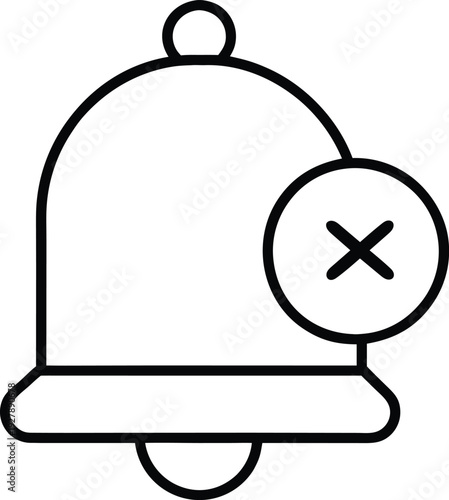 turn off notification bell outline icon on transparent background