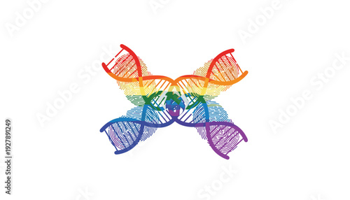 Vibrant rainbow DNA double helix structure symbolizing diversity and unity