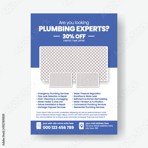 Creative Plumbing Services Marketing Flyer Poster A4 Print Ready Template for Repair Maintenance Technician Handyman Advertising template design