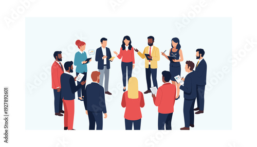 Diverse business team collaborating and discussing ideas in modern meeting