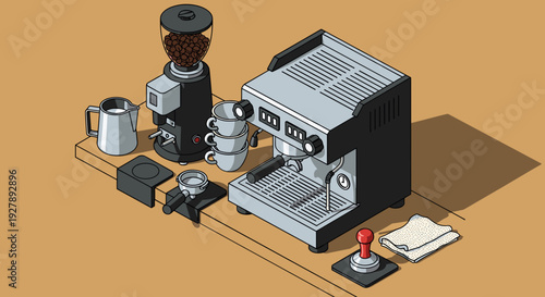 Espresso Machine Coffee Maker Illustration.