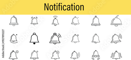 Notification icons set in various styles and formats