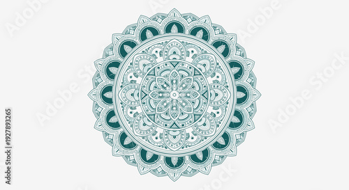 Intricate circular mandala design with floral patterns and ornaments.