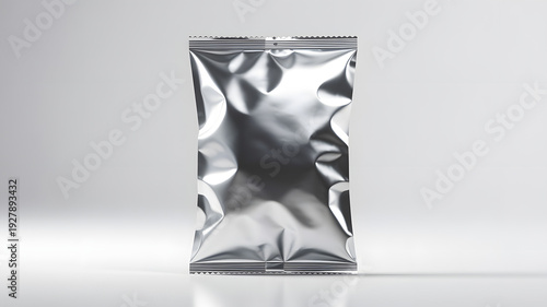 1) Silver foil snack packaging mockup isolated on white background