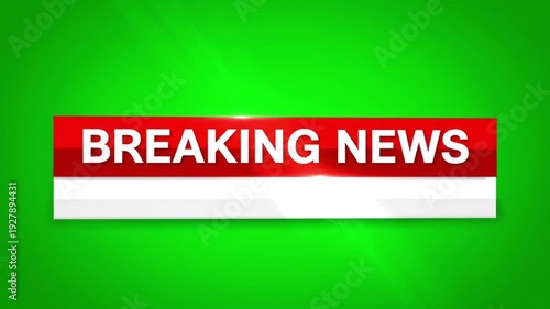 Breaking news alert on green screen for urgent media broadcast