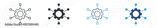 Network settings icon set, gear connection symbol, system integration vector illustration