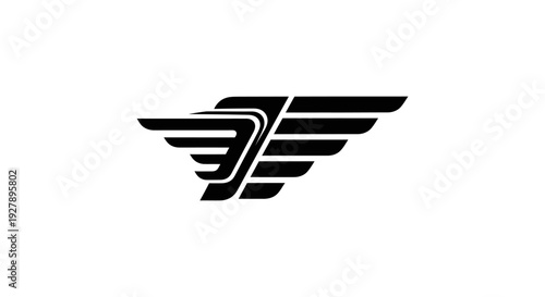 Abstract Black Winged Logo Design on White Background