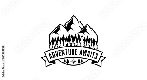 Adventure Awaits Mountain and Forest Emblem Logo Design