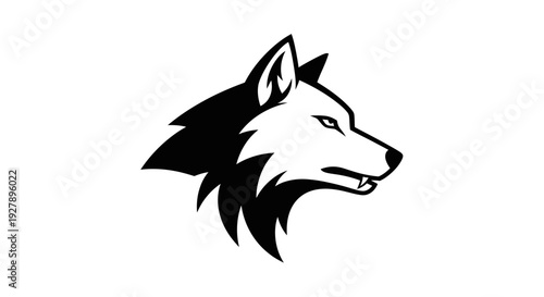 Black and White Stylized Wolf Head Logo Illustration