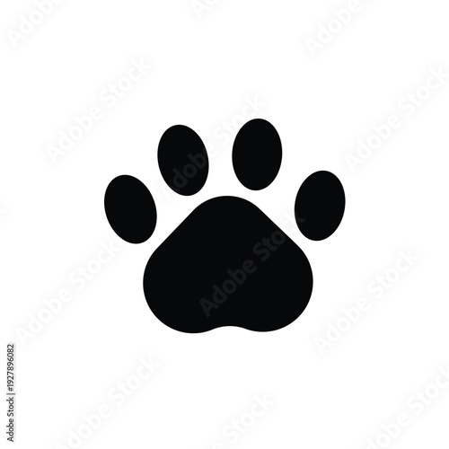 Minimal dog cat paw print icon isolated flat vector design