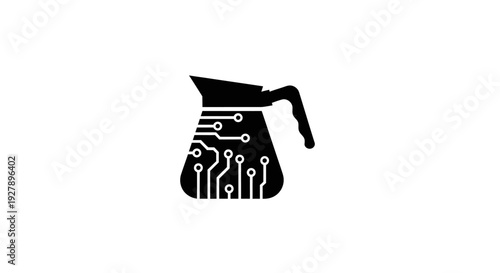 Digital Coffee Pot with Circuit Board Pattern - Smart Tech Beverage Icon