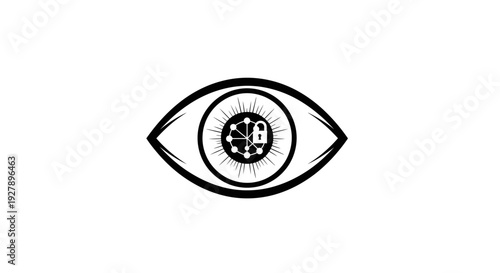 Digital eye with network and padlock icon representing data security and privacy