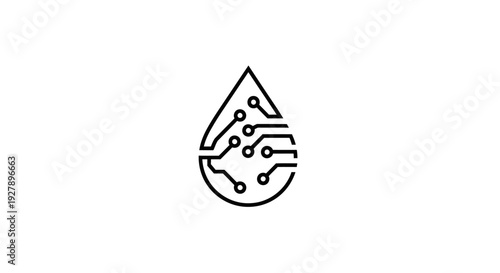 Digital Water Drop Icon Representing Smart Liquid Technology and Data Flow