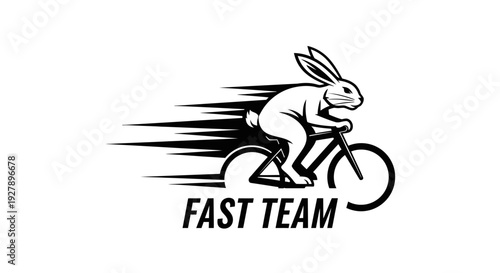 Dynamic Rabbit Cyclist Logo with Speed Lines for Fast Team Sport Emblem