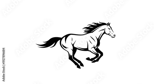 Dynamic Galloping Horse Illustration on White Background