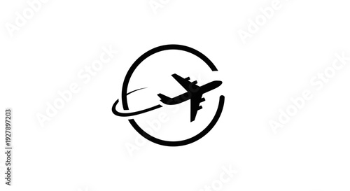 Global airplane travel icon, flight journey symbol, aviation transport concept