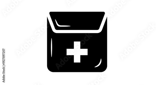 First Aid Kit Icon Black and White Vector Graphic