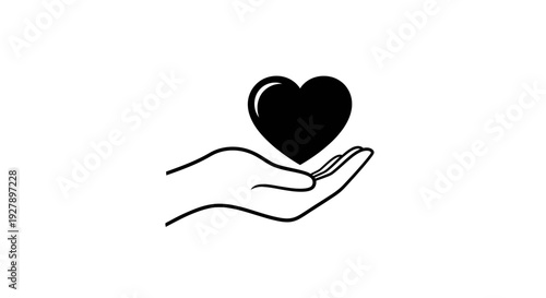Hand holding heart symbol of love and care