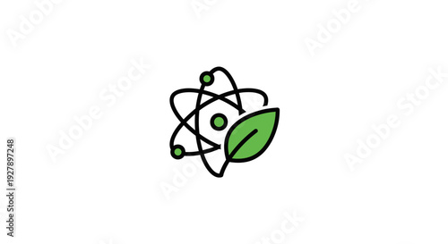 Green Science and Nature Integration Icon for Sustainable Technology and Eco Research