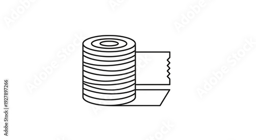 Medical bandage roll icon, simple line art, healthcare symbol