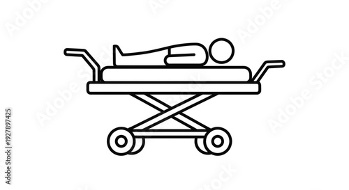 Medical Stretcher Icon - Patient Transport, Healthcare Symbol