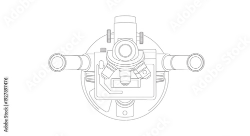 Microscope Icon Top View Black and White - Science and Medical Research