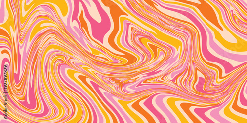 Cool Abstract Psychedelic Background. Vector Design Groovy Pattern Y2k Texture. Hand Drawn Trippy Backdrop.