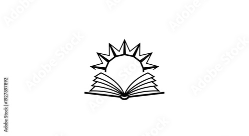 Open Book with Rising Sun Symbolizing Knowledge, Education, and New Beginnings