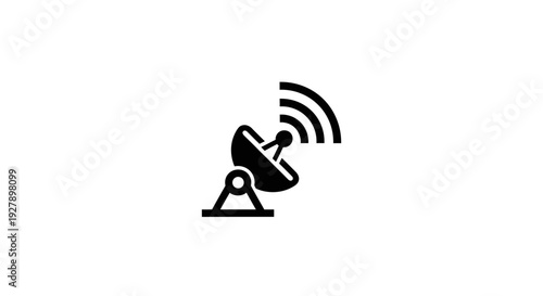 Satellite Dish Icon with Wireless Signal Transmission