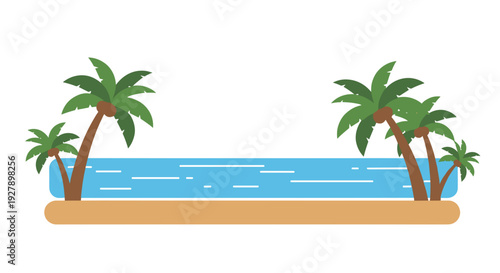 Tropical Palm Trees on Sandy Beach Illustration.