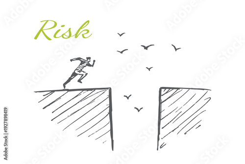 Risk Sketch - Man Jumping Across Cliff Gap