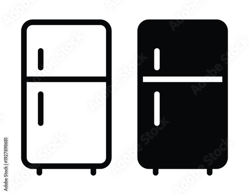 Stylish Minimalistic Refrigerator Design in Black and White Illustration