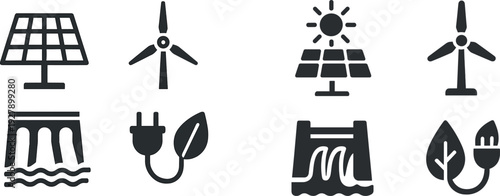 Four distinct icons depict renewable energy sources.