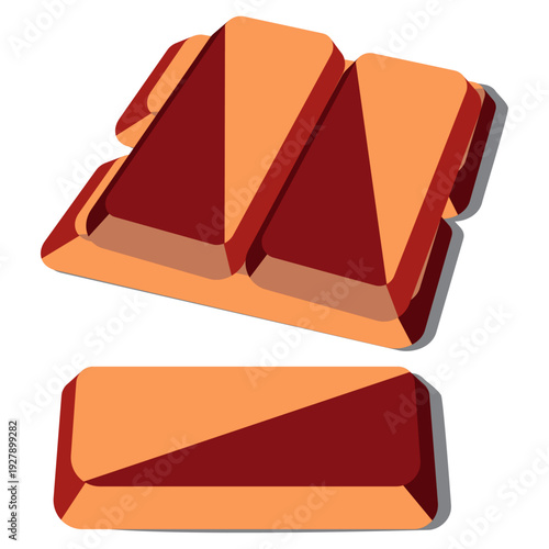 copper ingot bars, raw copper metal blocks.