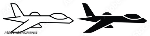Minimalist Line Art of Airplane Silhouettes in White and Black Designs