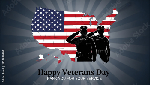 American veterans day celebration with soldiers and USA map flag  patriotism and service