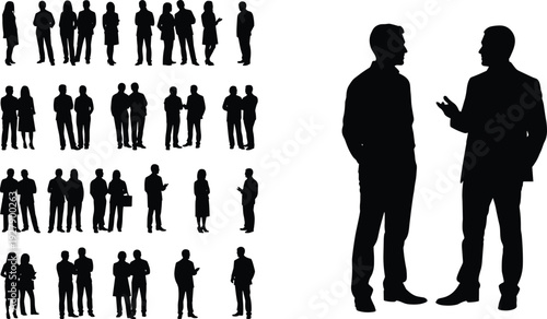 Business people silhouettes collection with talking professionals, corporate communication and teamwork concept illustration isolated on white background design set