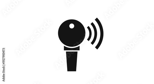 Simple black microphone icon with sound waves.