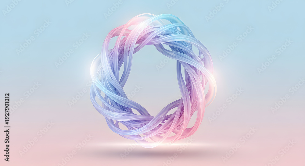 Fototapeta premium Vibrant glowing pink and blue neon light strands forming a circular shape