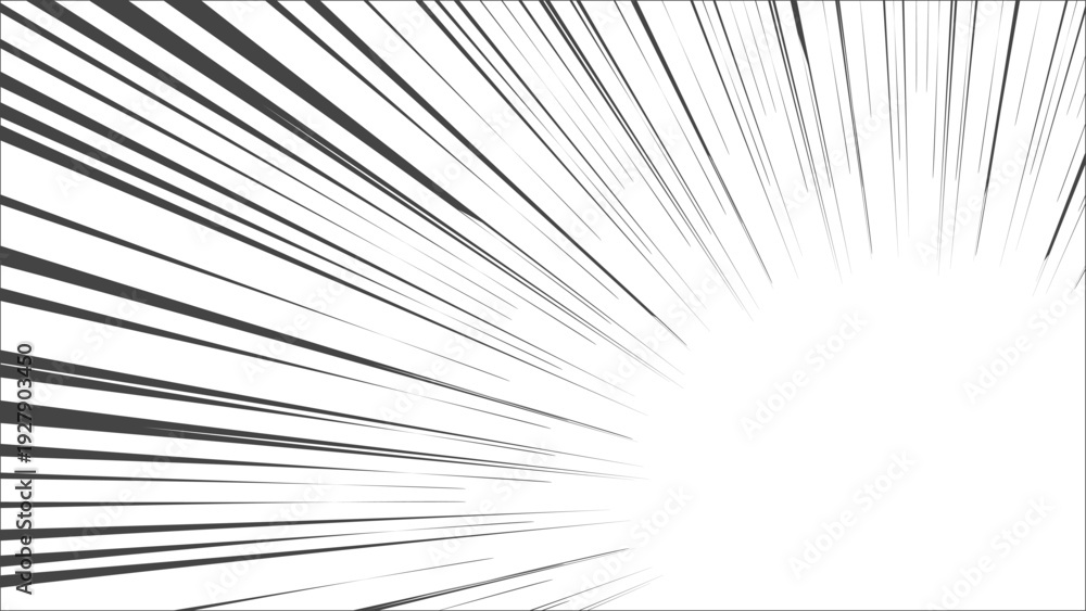 Obraz premium 黒の右下の集中線のベクターの効果線